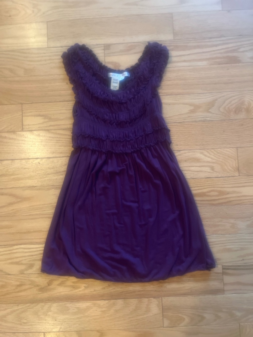 Max Studio Purple Ruffle Ruched Sleeveless Dress Size Small